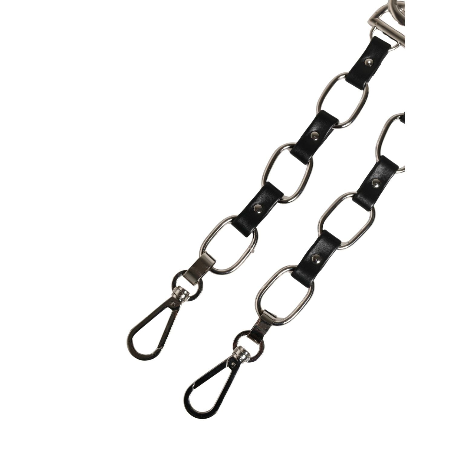 Dolce & Gabbana Black Leather Silver Chain Bag Accessory Shoulder Strap