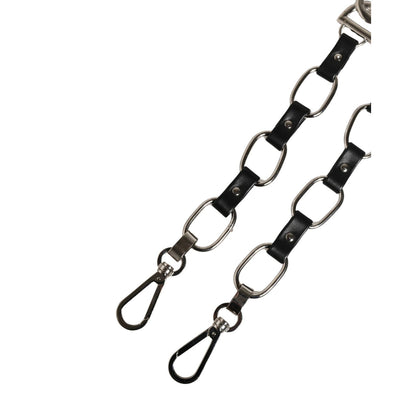 Dolce & Gabbana Black Leather Silver Chain Bag Accessory Shoulder Strap