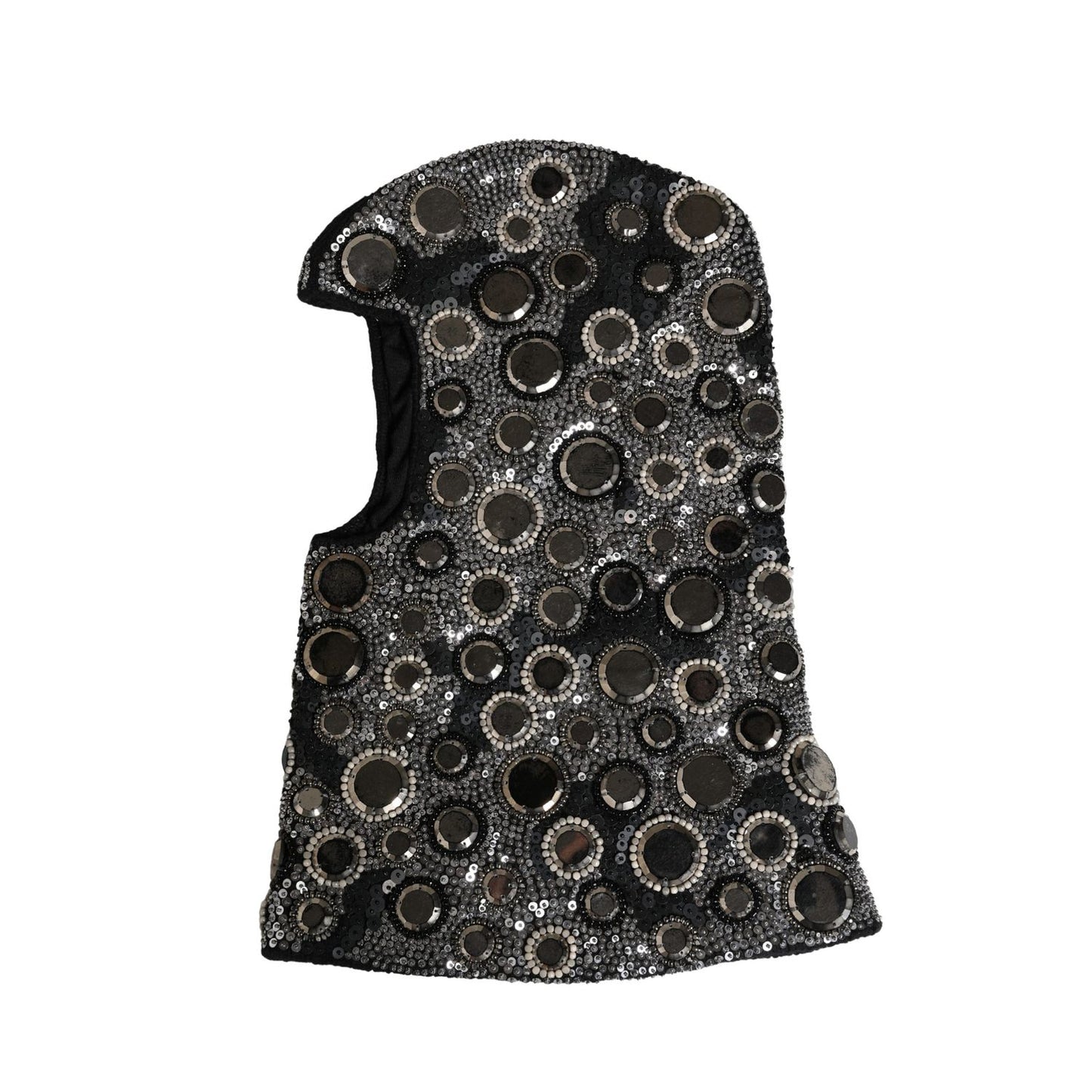 Dolce & Gabbana Black Wool Crystal Embellished Balaclava Hat