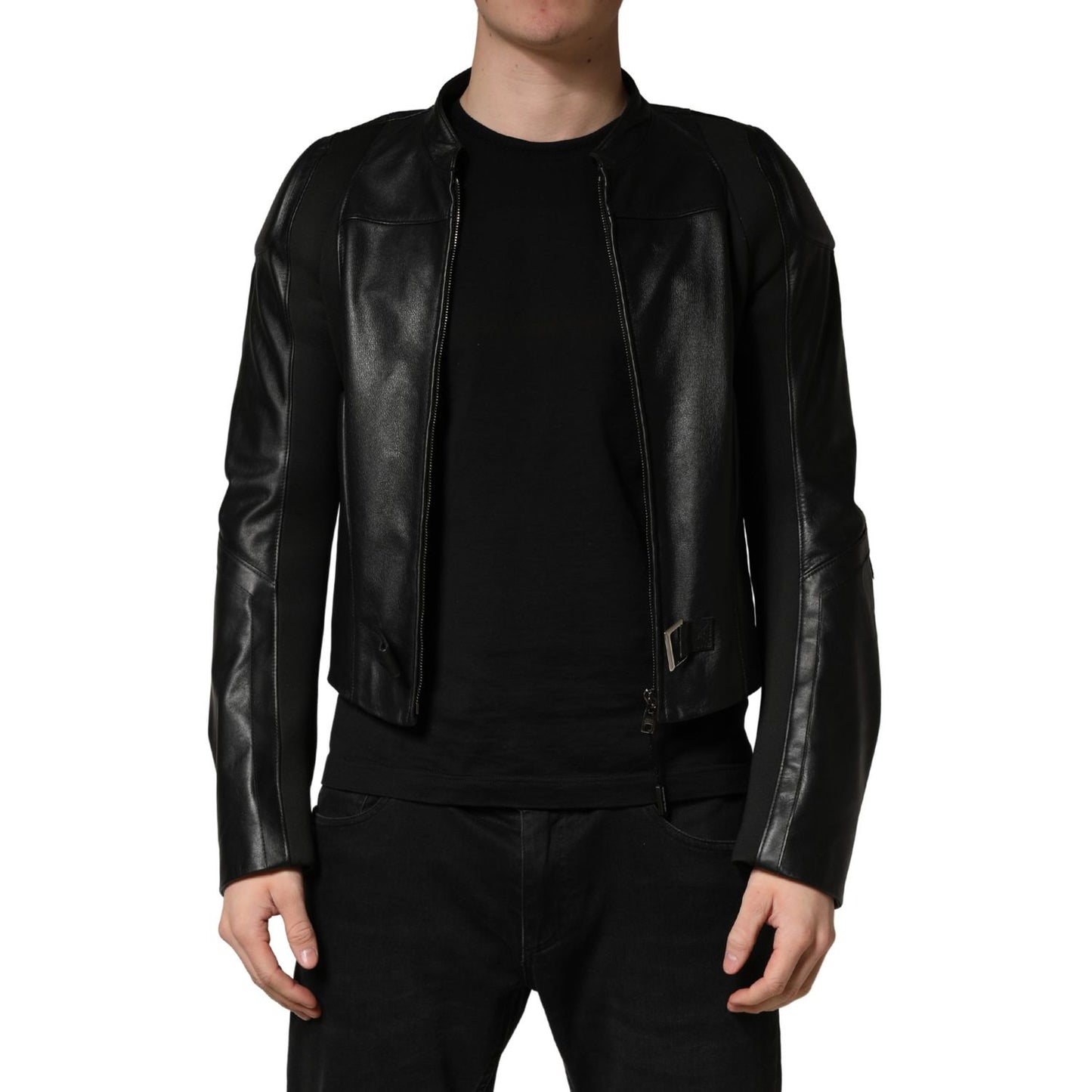 Dolce & Gabbana Black Nylon Full Zip Men Biker Coat Jacket