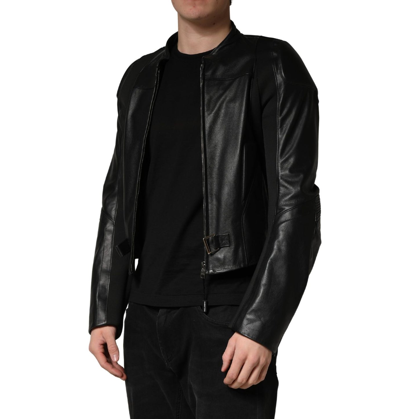 Dolce & Gabbana Black Nylon Full Zip Men Biker Coat Jacket
