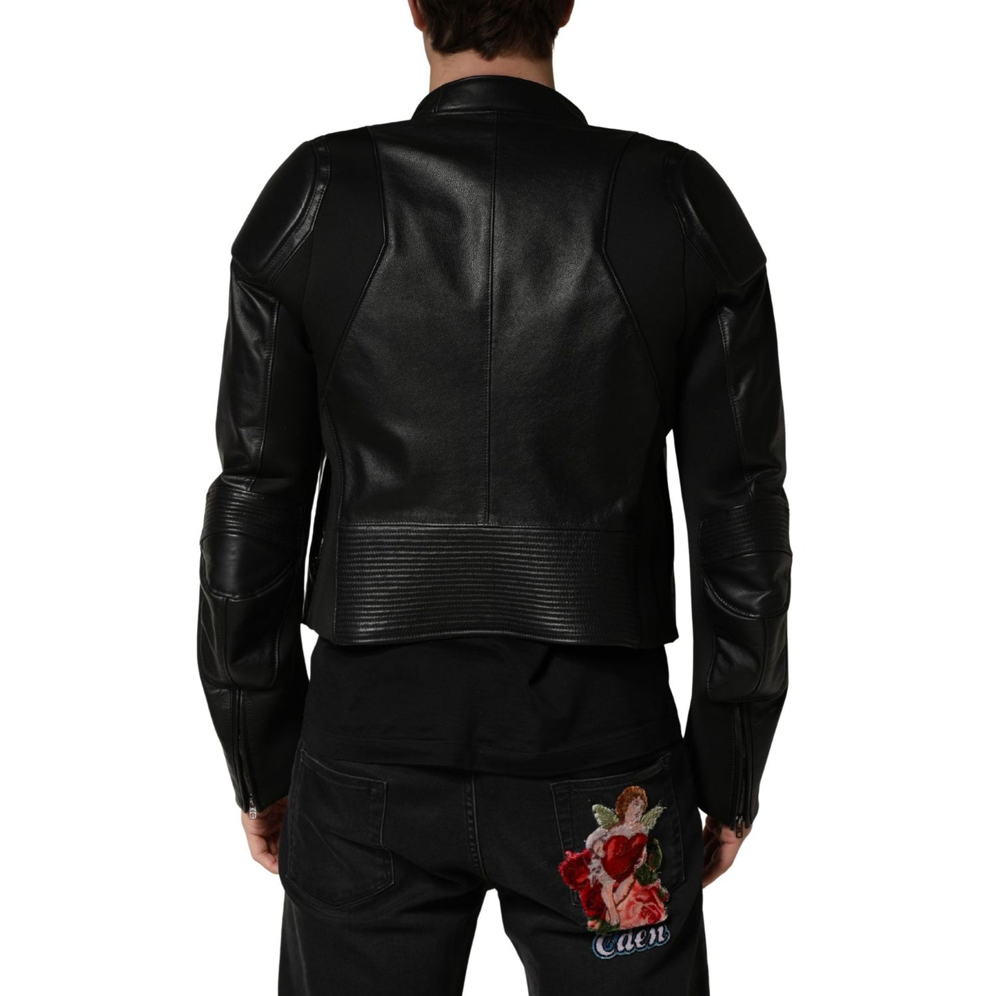 Dolce & Gabbana Black Nylon Full Zip Men Biker Coat Jacket