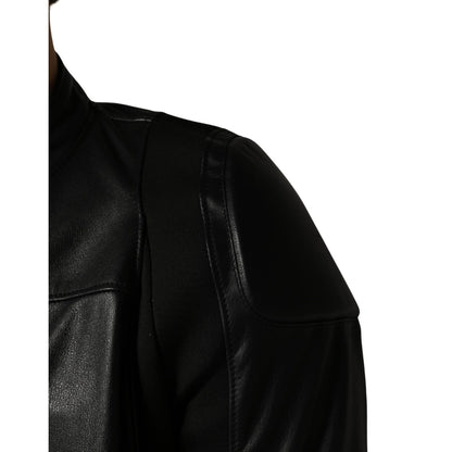 Dolce & Gabbana Black Nylon Full Zip Men Biker Coat Jacket