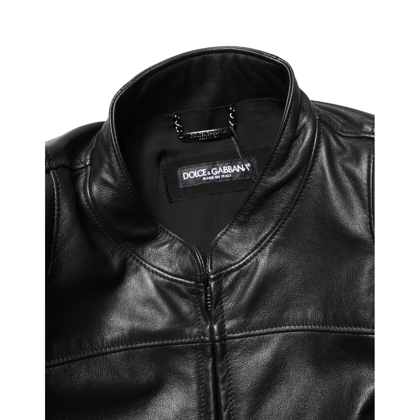 Dolce & Gabbana Black Nylon Full Zip Men Biker Coat Jacket