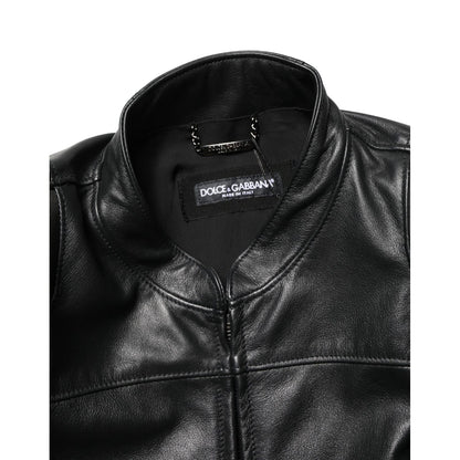 Dolce & Gabbana Black Nylon Full Zip Men Biker Coat Jacket