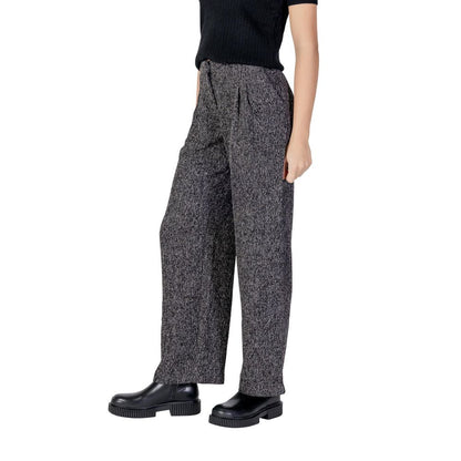 Jacqueline De Yong Black Polyester Flared Pants