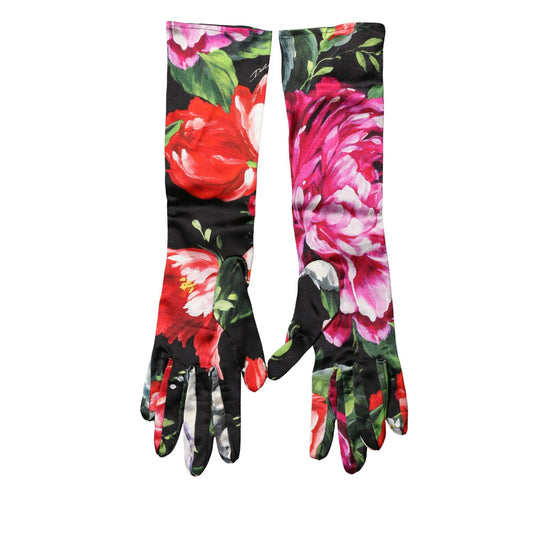 Dolce & Gabbana Multicolor Floral Print Elbow Length Women Gloves