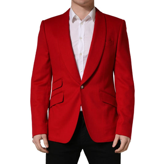 Dolce & Gabbana Red Cashmere Single Breasted Jacket Blazer