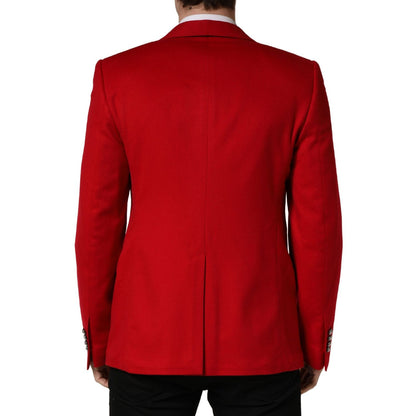 Dolce & Gabbana Red Cashmere Single Breasted Jacket Blazer
