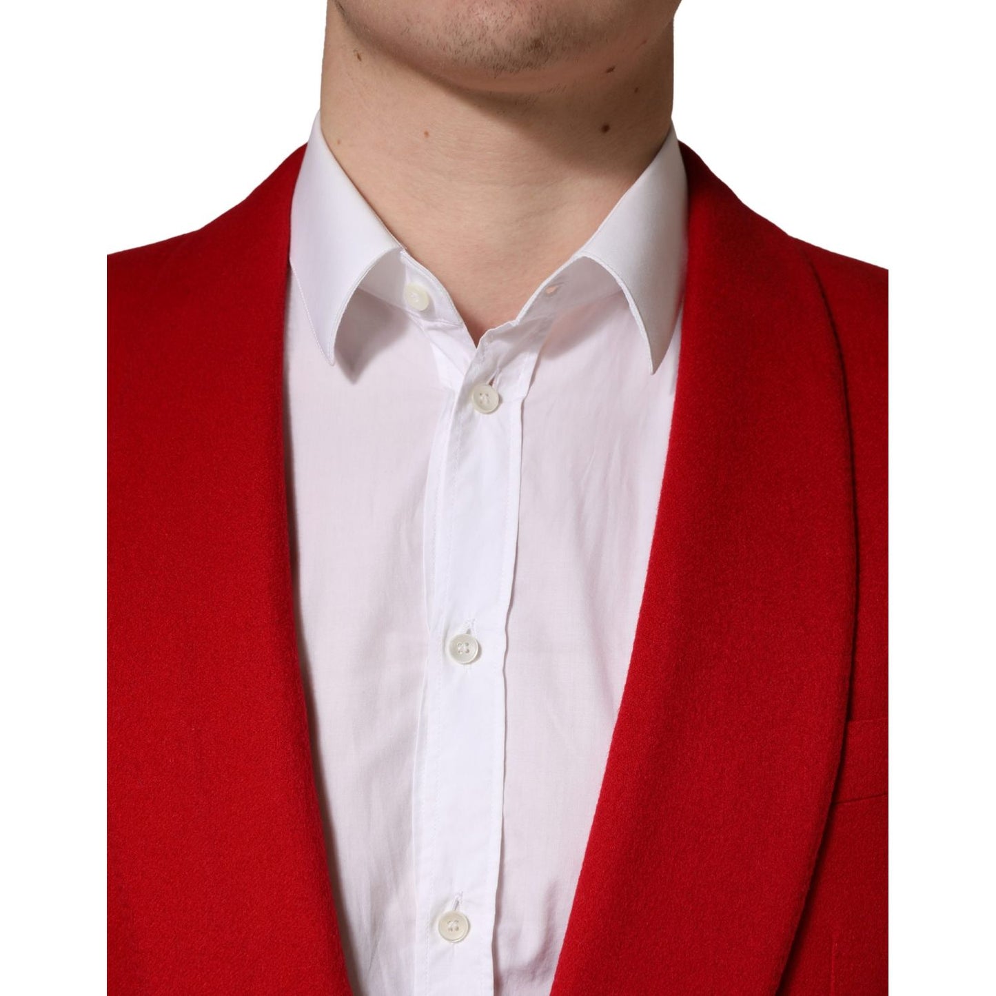 Dolce & Gabbana Red Cashmere Single Breasted Jacket Blazer