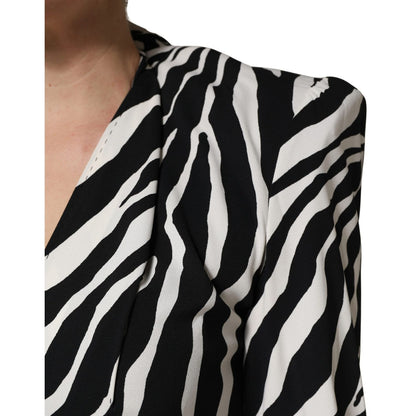 Dolce & Gabbana Black White Viscose Zebra Pattern Jumpsuit