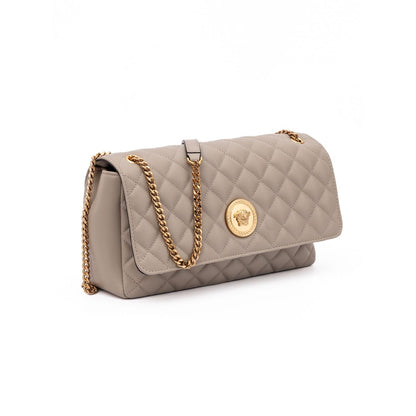 Versace Taupe Quilted Leather Shoulder Strap Bag