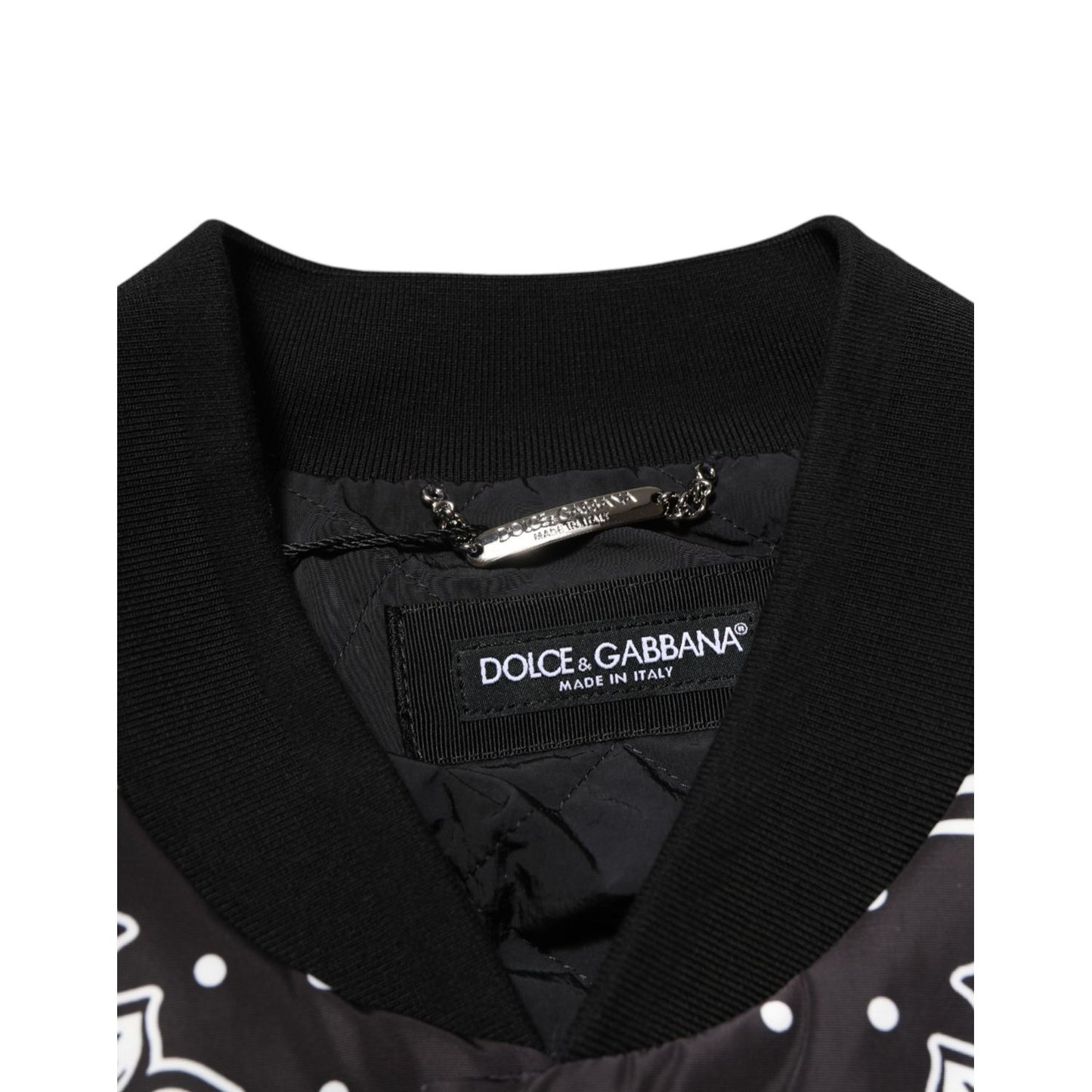 Dolce & Gabbana Black White BandanaPrint Men Bomber Jacket