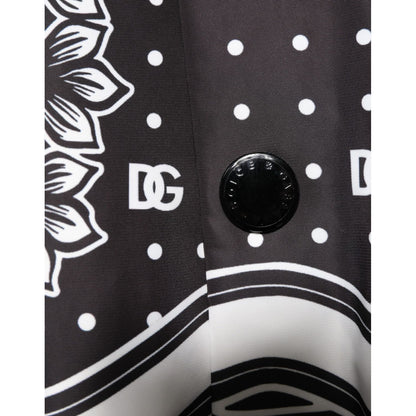 Dolce & Gabbana Black White BandanaPrint Men Bomber Jacket