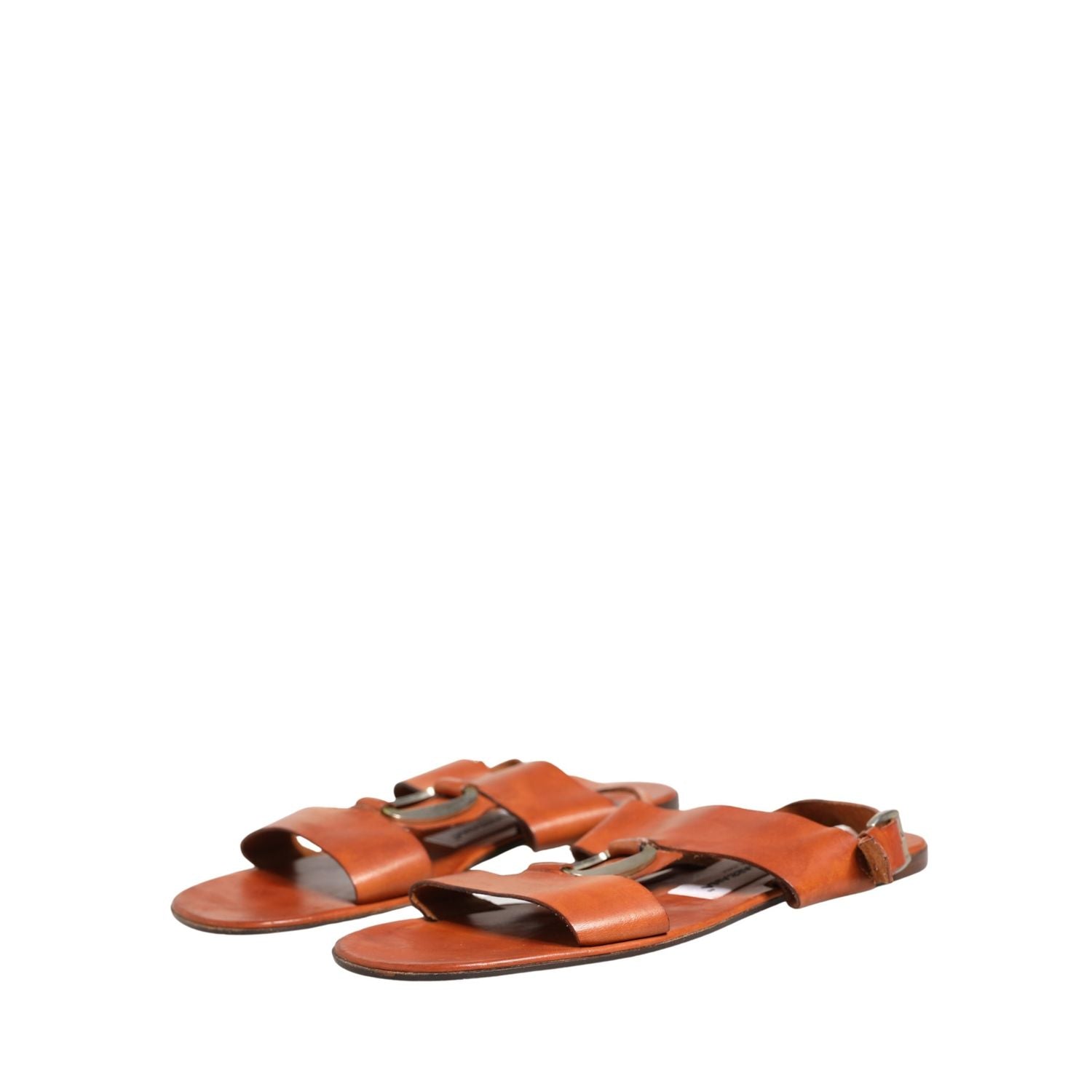 Dolce & Gabbana Brown Leather Flat Sandals Shoes