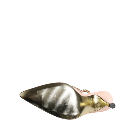 Dolce & Gabbana Beige Crystal Heels Slingbacks Sandals Shoes