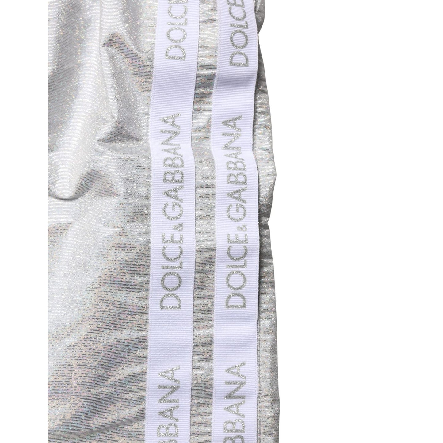 Dolce & Gabbana Silver Polyester Drawstring Men Shorts Swimwear