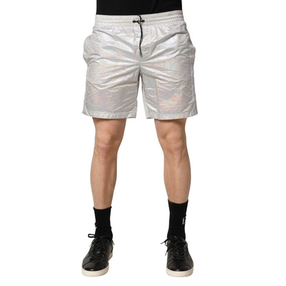 Dolce & Gabbana Silver Polyester Drawstring Men Shorts Swimwear