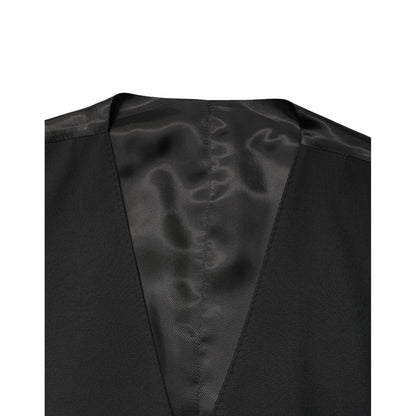 Dolce & Gabbana Black Wool Single Breasted Men Waistcoat Vest