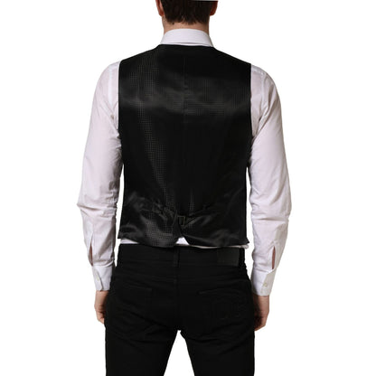 Dolce & Gabbana Black Wool Single Breasted Waistcoat Vest