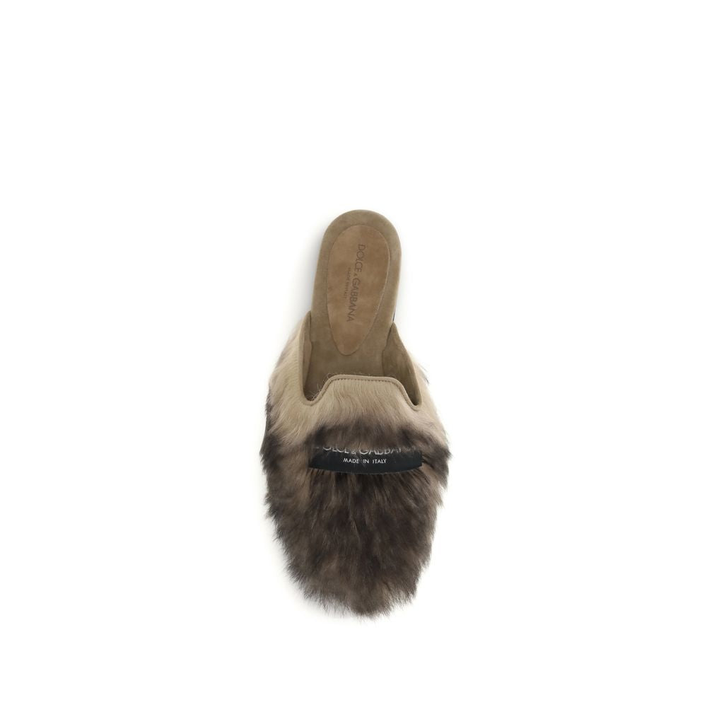 Dolce & Gabbana Gray Lamb Ovis Aries Aries Mules