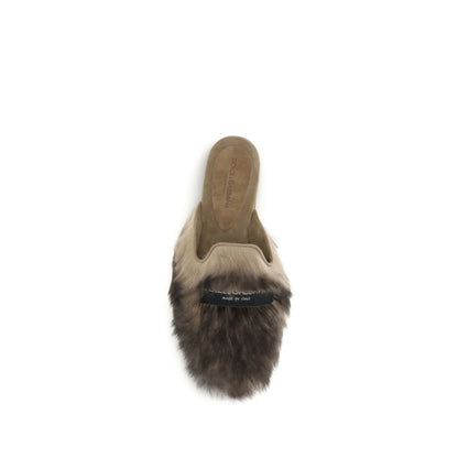 Dolce & Gabbana Gray Lamb Ovis Aries Aries Mules