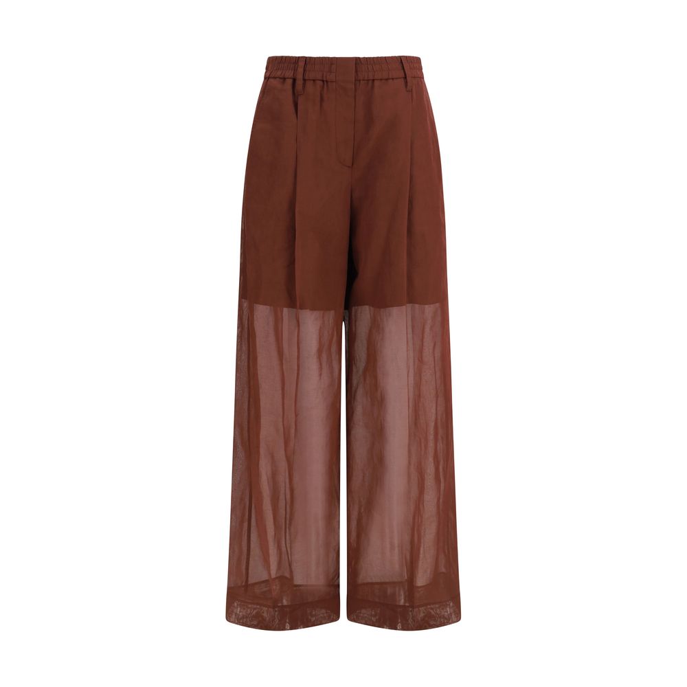 Brunello Cucinelli Brown Cotton Casual Pants