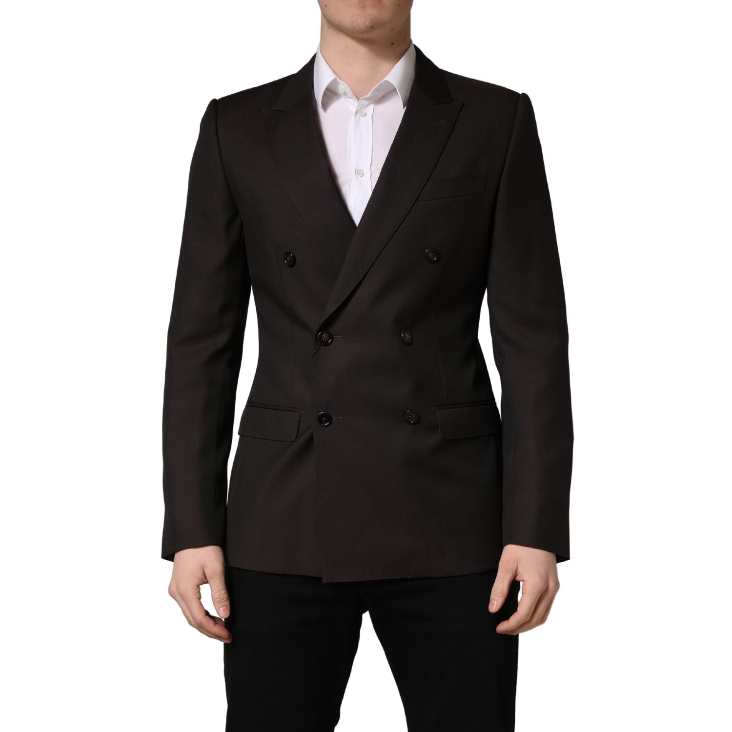 Dolce & Gabbana Dark Violet Wool Double Breasted Suit Jacket
