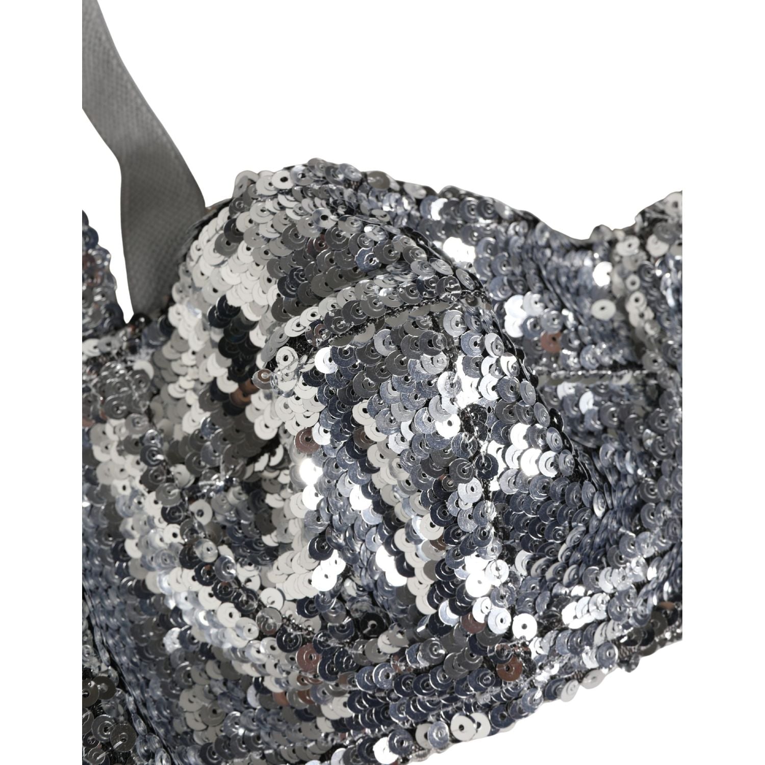 Dolce & Gabbana Silver Sequined Nyon Balconnet Bra Underwear