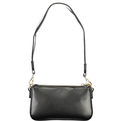 Mario Valentino Nero Poliuretano Women's Handbag with Adjustable Shoulder Strap