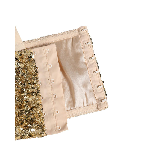 Dolce & Gabbana Gold Sequined Semi-Pad Underwire Bra Underwear