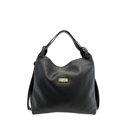 Baldinini Trend Black Leather Women Backpack