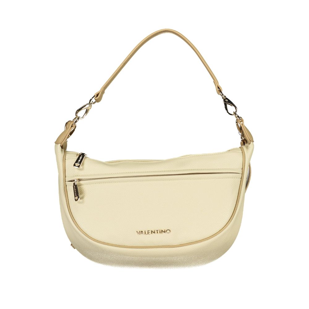 Mario Valentino Beige Polyurethane Women's Bag With Adjustable Shoulder Strap