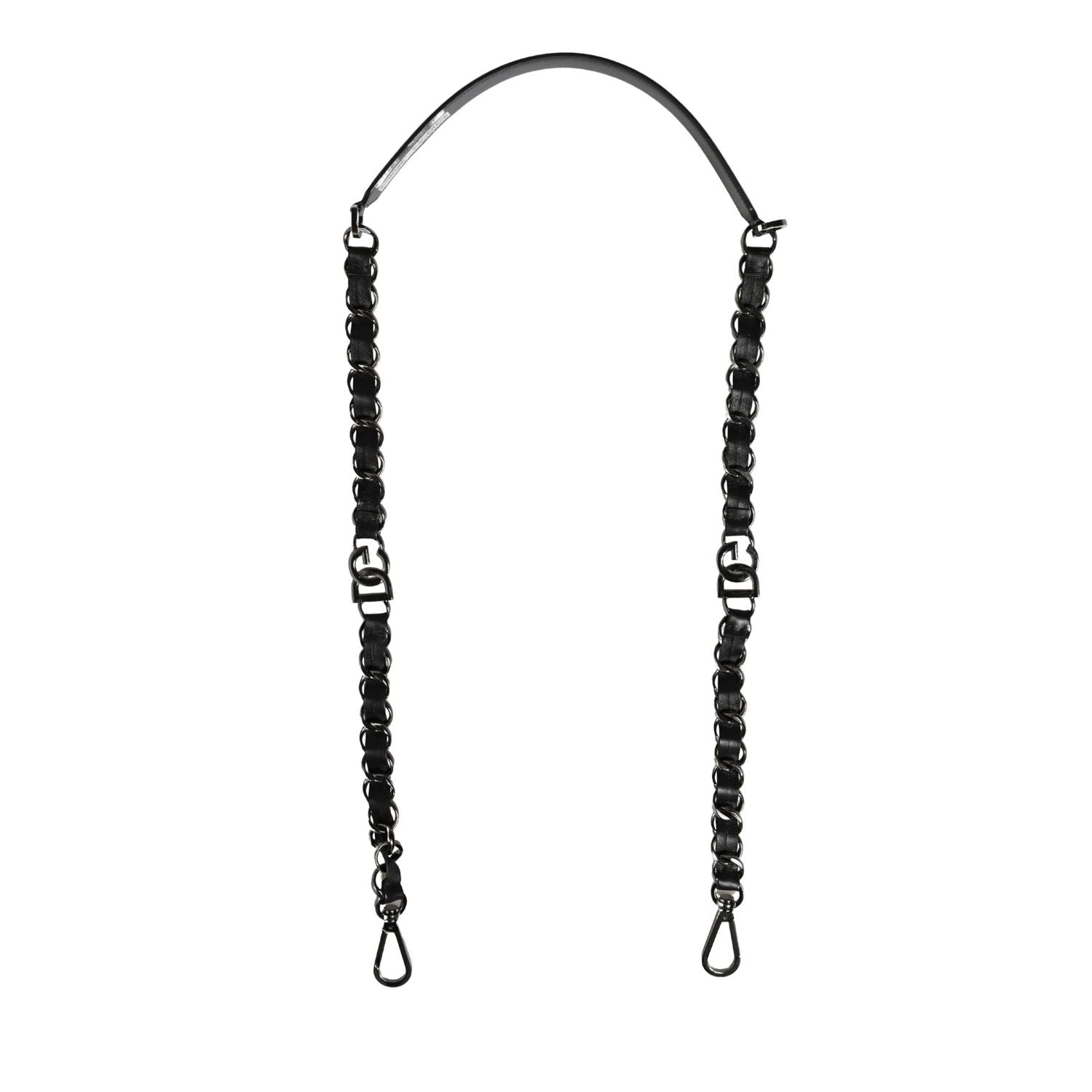 Dolce & Gabbana Black Leather Silver Chain Bag Accessory Shoulder Strap