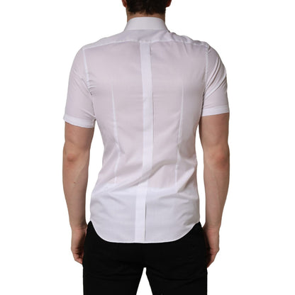 Dolce & Gabbana White Cotton Short Sleeves Button Down Shirt