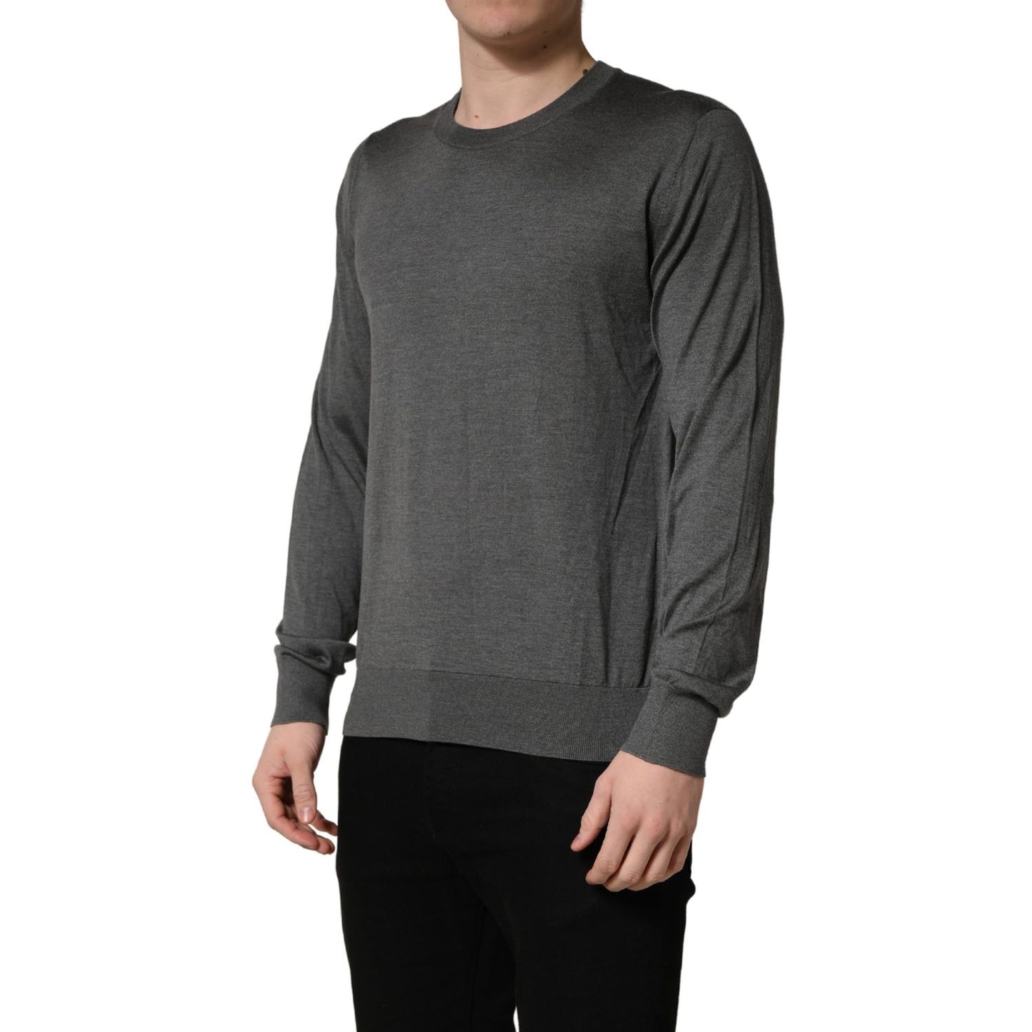 Dolce & Gabbana Gray Long Sleeves Crew Neck Pullover Sweater