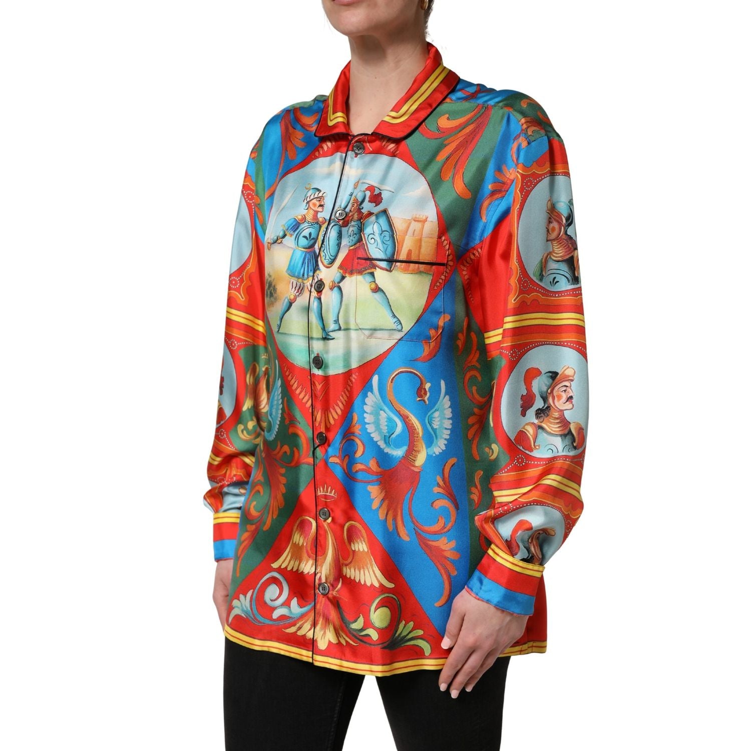 Dolce & Gabbana Multicolor Printed Long Sleeve Button Down Shirt Top