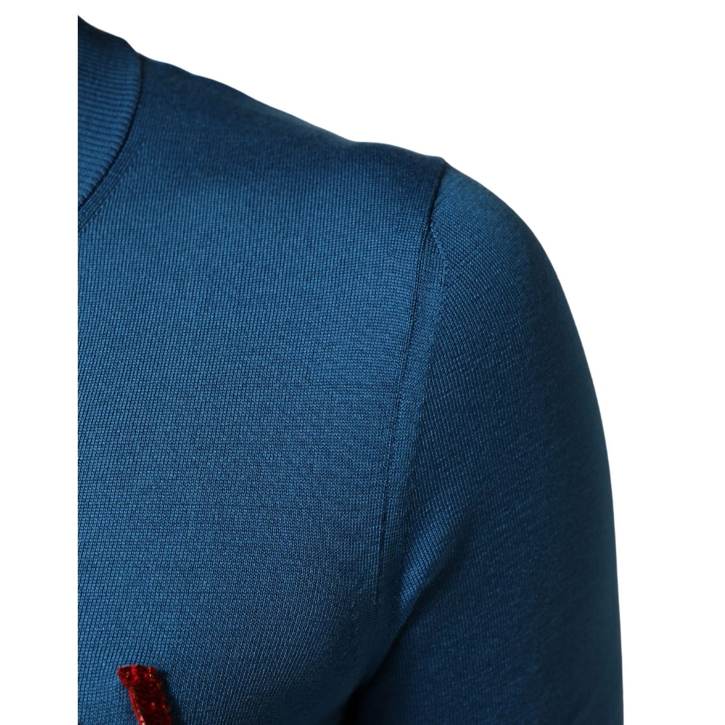 Dolce & Gabbana Blue Silk Sequined CrewNeck Pullover Sweater