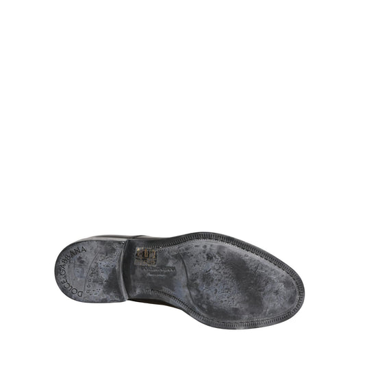 Dolce & Gabbana Black Calfskin Leather Derby Men Dress Shoes