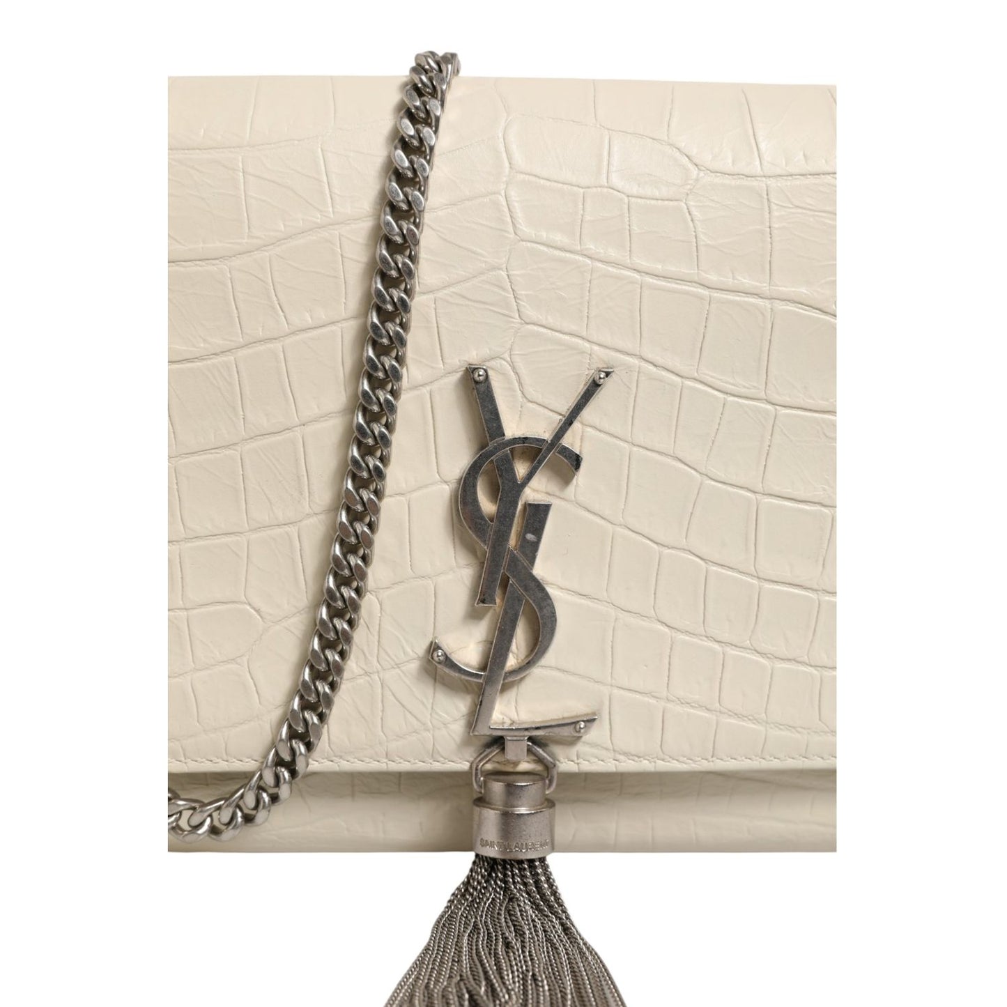 Saint Laurent Kate Tassel Small Croc-Embossed Leather