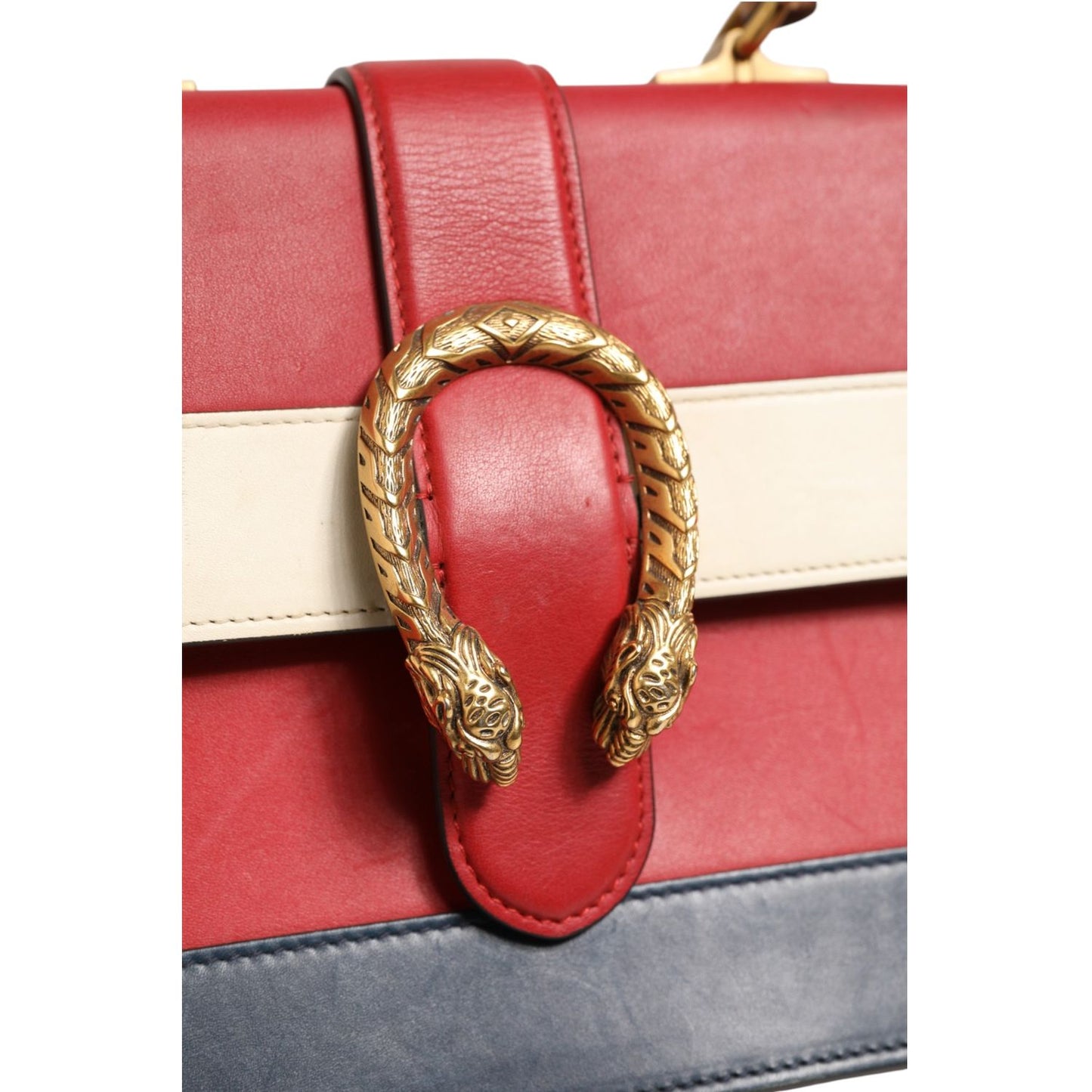 Gucci Dionysus Bamboo Medium Top Handle Bag White Blue Red