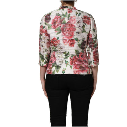 Dolce & Gabbana Multicolor Peony Print Polyester Coat Jacket
