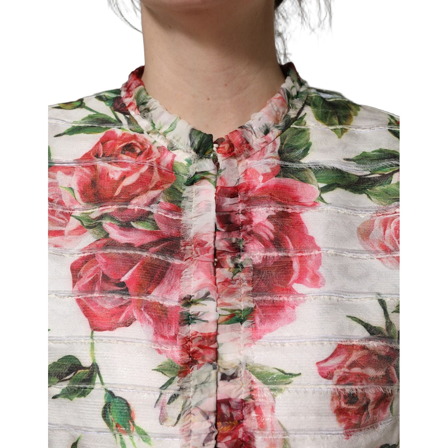 Dolce & Gabbana Multicolor Peony Print Polyester Coat Jacket