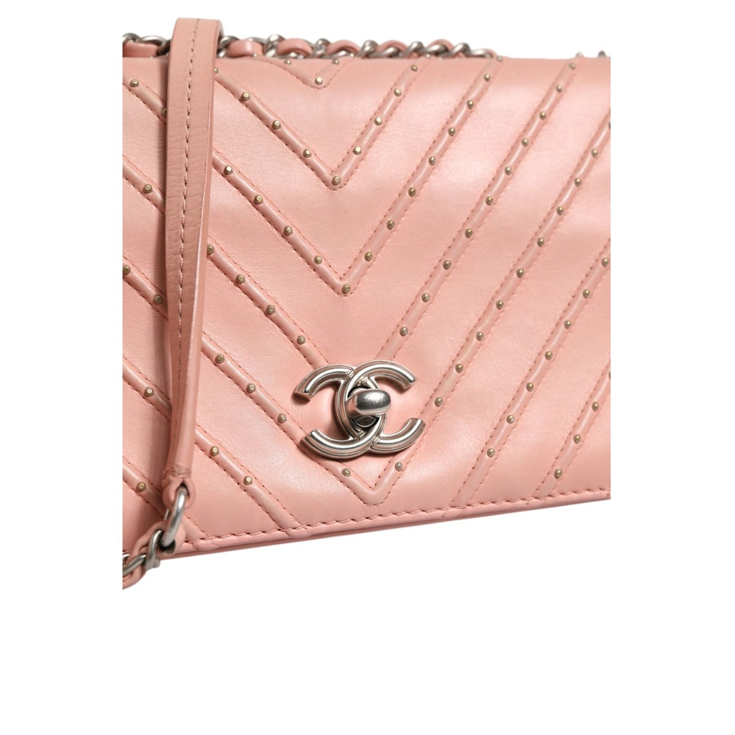 Chanel Small Classic Double Flap Bag Light Pink Chevron