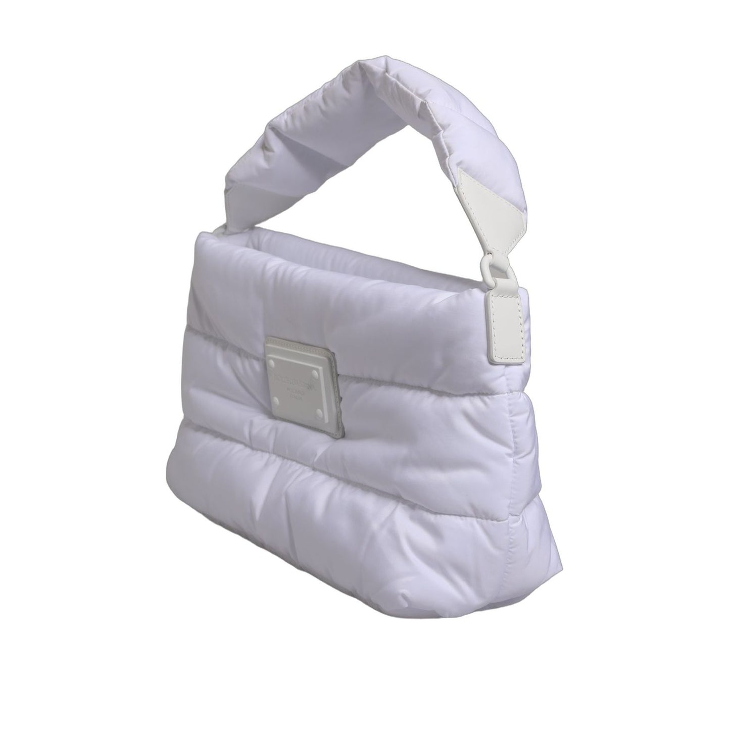 Dolce & Gabbana White Logo Plaque Polyester Quilted Shoulder Borse Bag