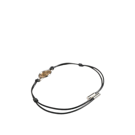 Dolce & Gabbana Black Polyester Cord Gold Tone Roman Coin Charm Bracelet