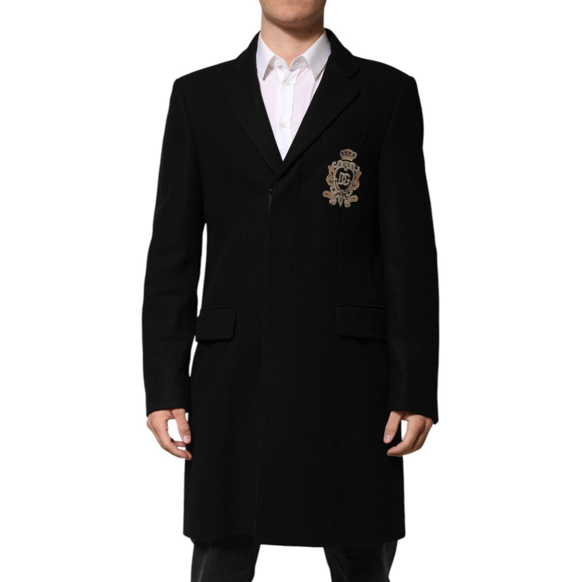 Dolce & Gabbana Black Heraldic Patch Single Breasted Jacket
