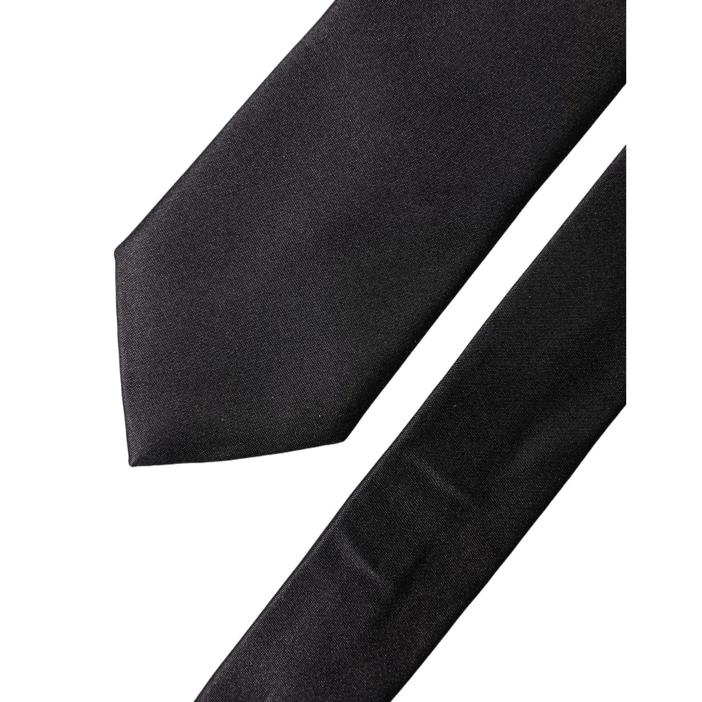 Dolce & Gabbana Black Solid Silk Satin Wide Adjustable Men Necktie Tie