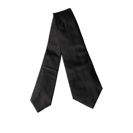Dolce & Gabbana Black Satin Silk Blend Adjustable Women Tied Necktie Tie