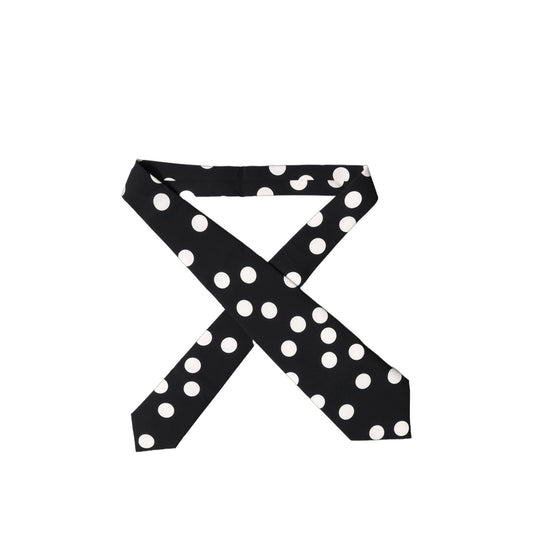 Dolce & Gabbana Black White Polka Dot Silk Adjustable Women Necktie Tie